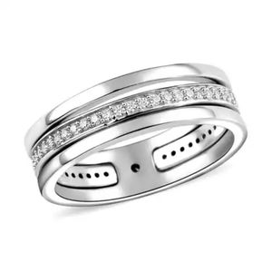 Men's Moissanite 2 Piece Band Ring Platinum Over Sterling Silver .50 ctw